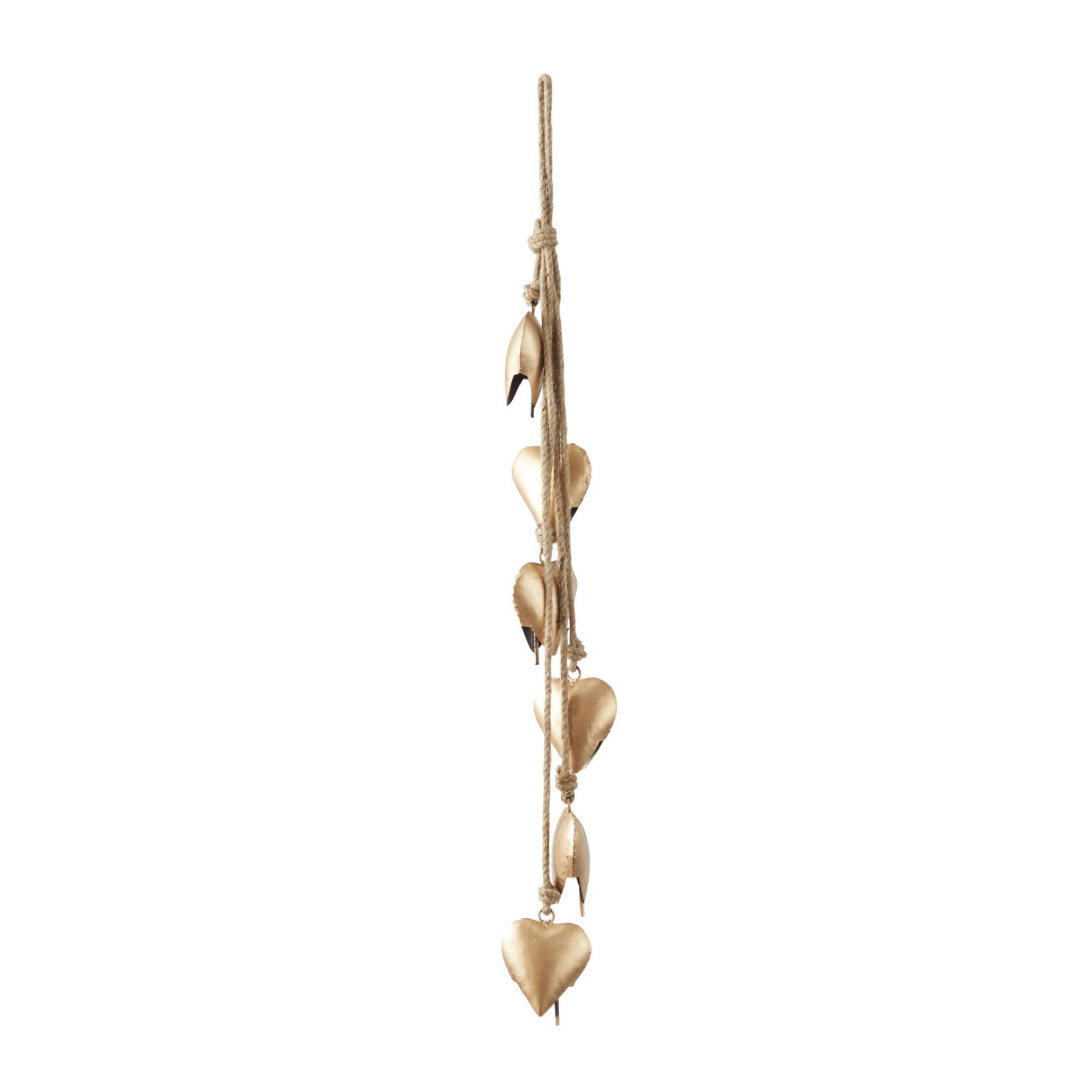 Gold Metal Bohemian Decorative Cow Bell, 6" x 2" x 35"